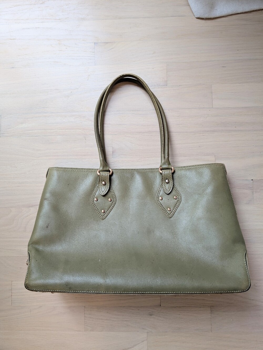 Cole Haan Olive Green Leather Trinity Shoulder Tote Bag - Well Loved